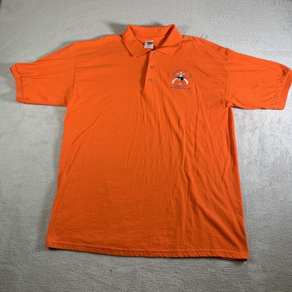 Vintage F35 Integrated Test Force Polo Shirt Mens XL Orange Gildan Flight Test